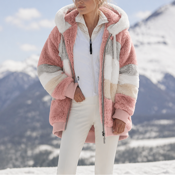 Furvella – Color-Block Oversized Faux Fur Coat