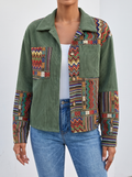 Patchwork Corduroy Jacket - Olive Patchwork