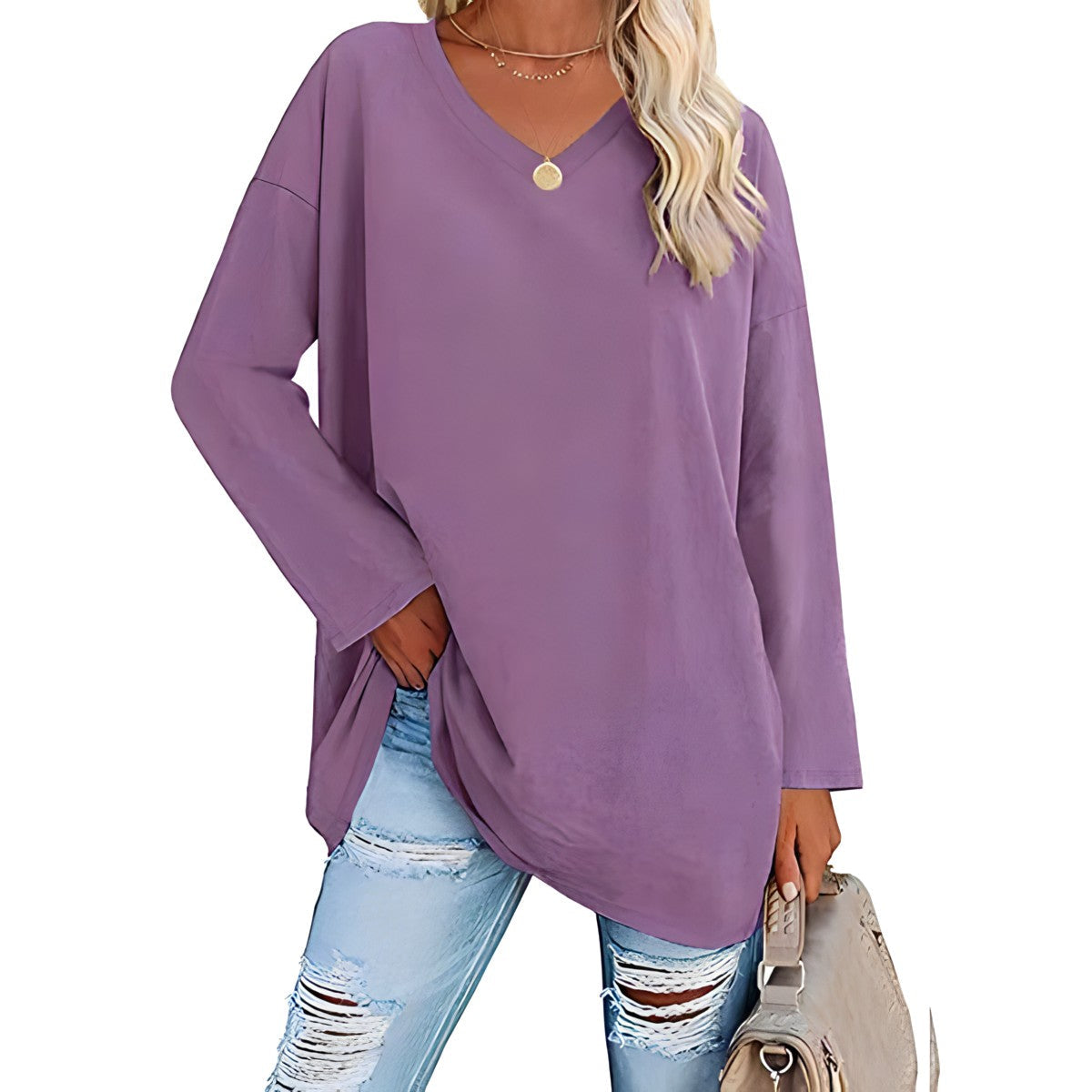 Women's V-Neck Long Sleeve Tunic