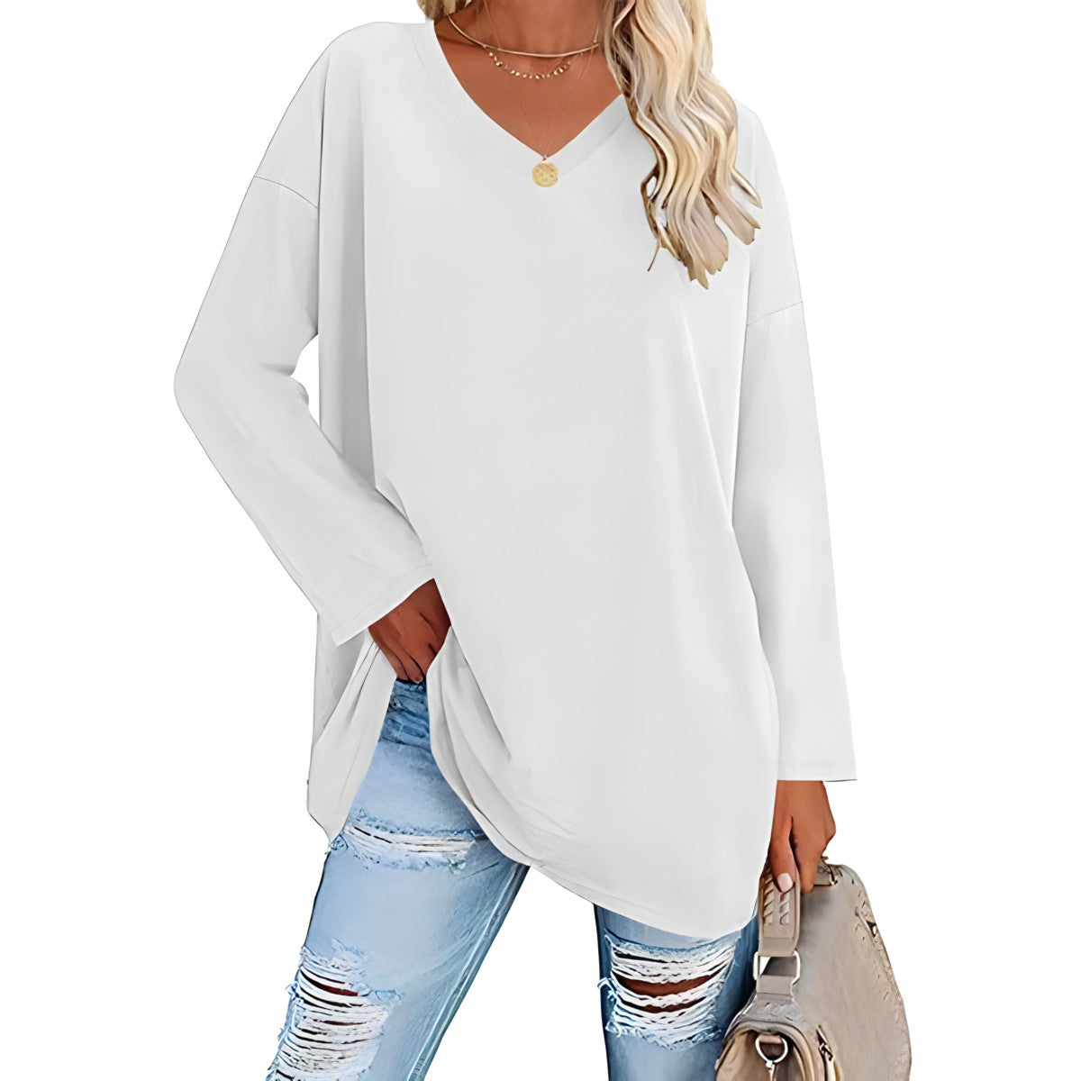 Women's V-Neck Long Sleeve Tunic