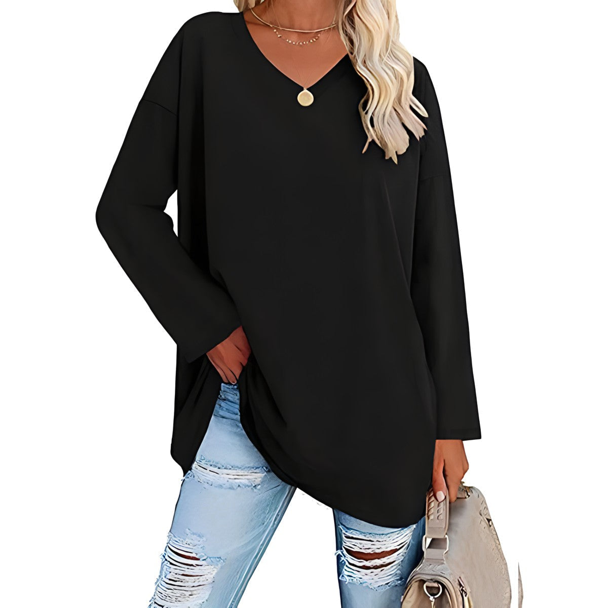 Women's V-Neck Long Sleeve Tunic