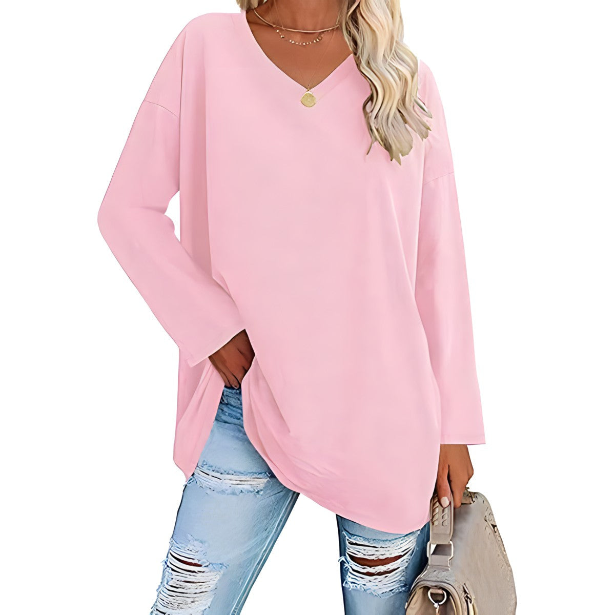 Women's V-Neck Long Sleeve Tunic