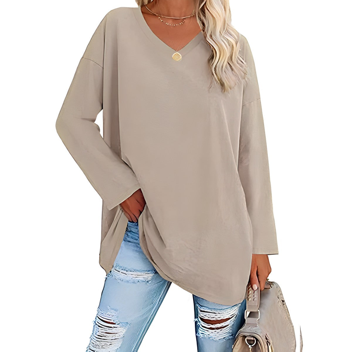 Women's V-Neck Long Sleeve Tunic