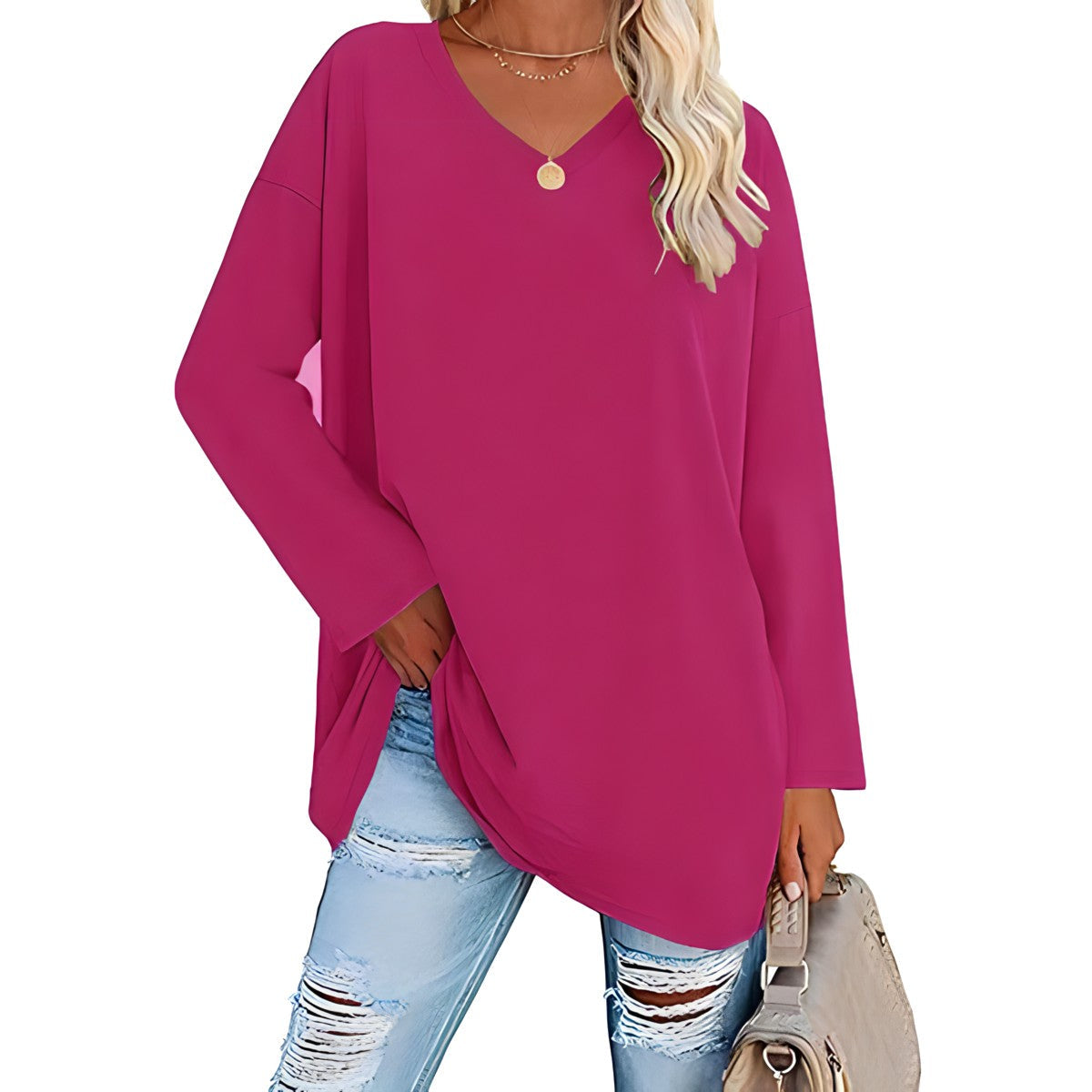Women's V-Neck Long Sleeve Tunic