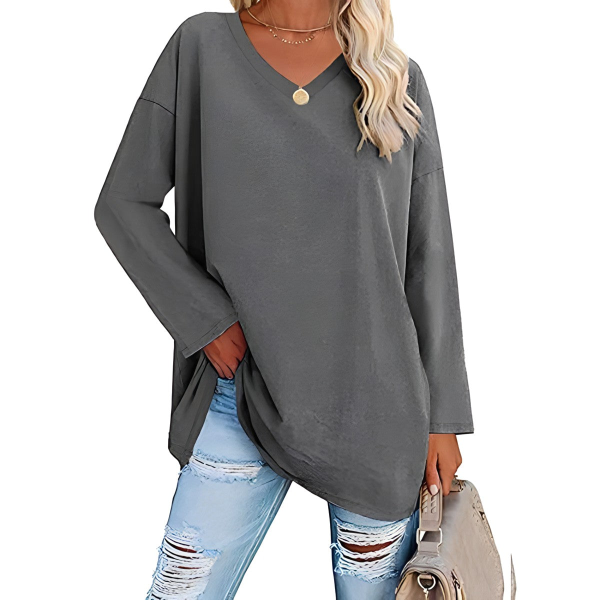 Women's V-Neck Long Sleeve Tunic