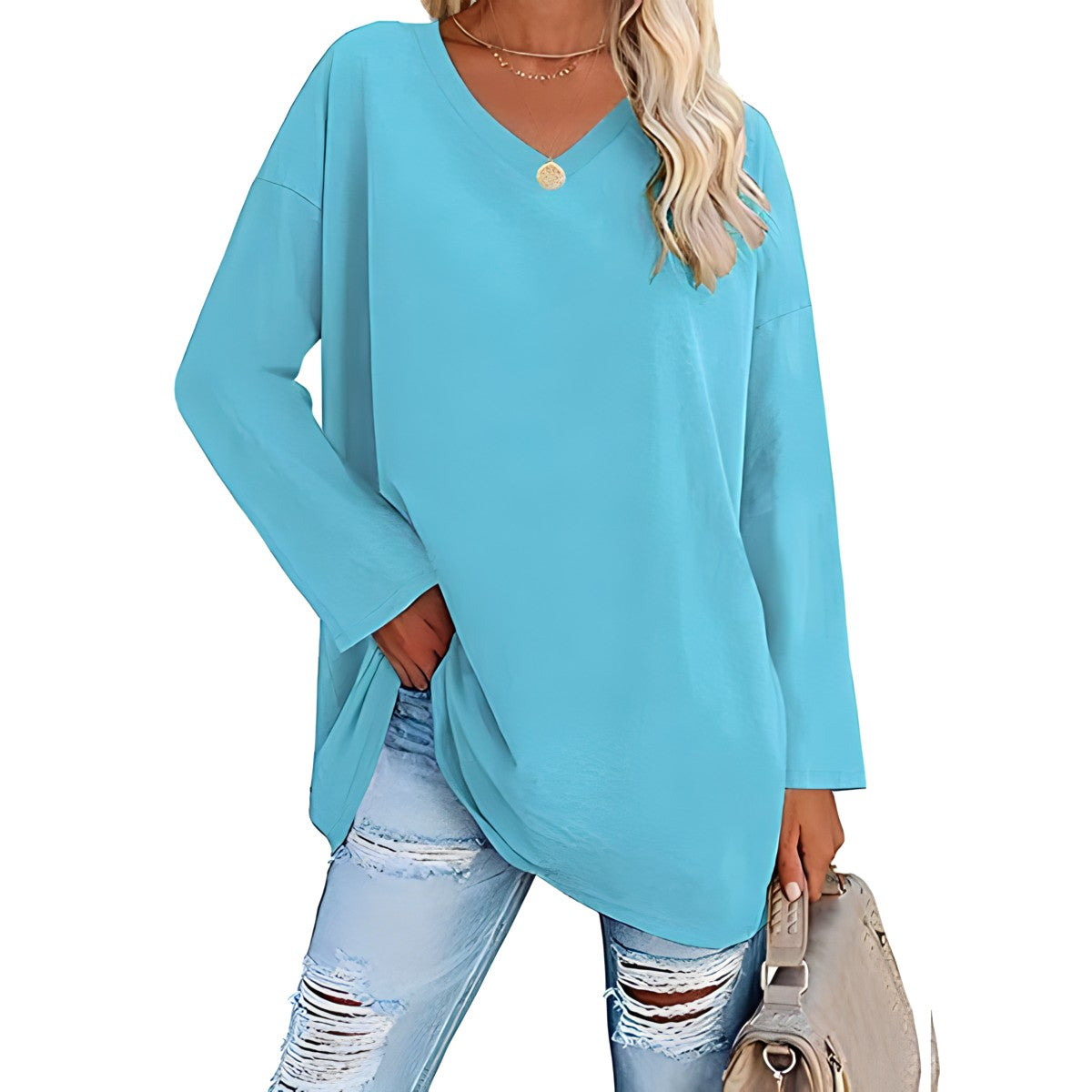 Women's V-Neck Long Sleeve Tunic