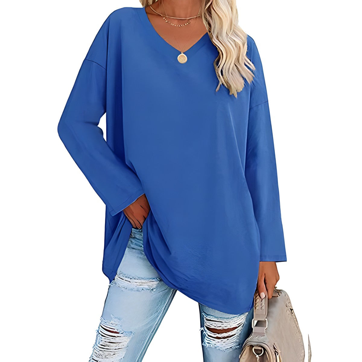 Women's V-Neck Long Sleeve Tunic