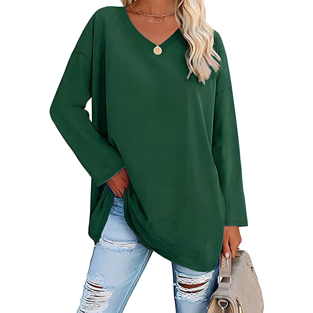 Women's V-Neck Long Sleeve Tunic
