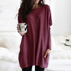 Women's Oversized Long Sleeve Tunic with Pockets - Pink