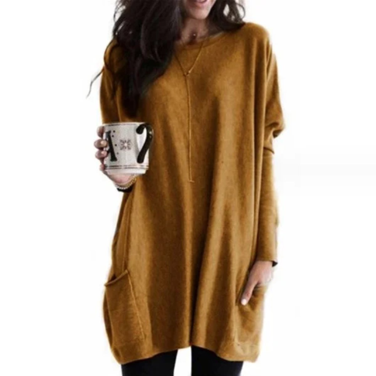 Women's Oversized Long Sleeve Tunic with Pockets