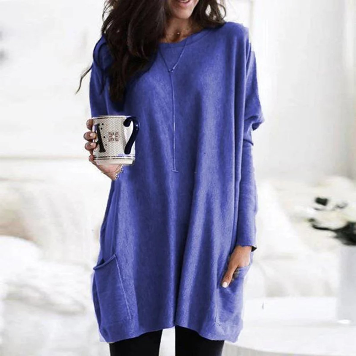 Women's Oversized Long Sleeve Tunic with Pockets