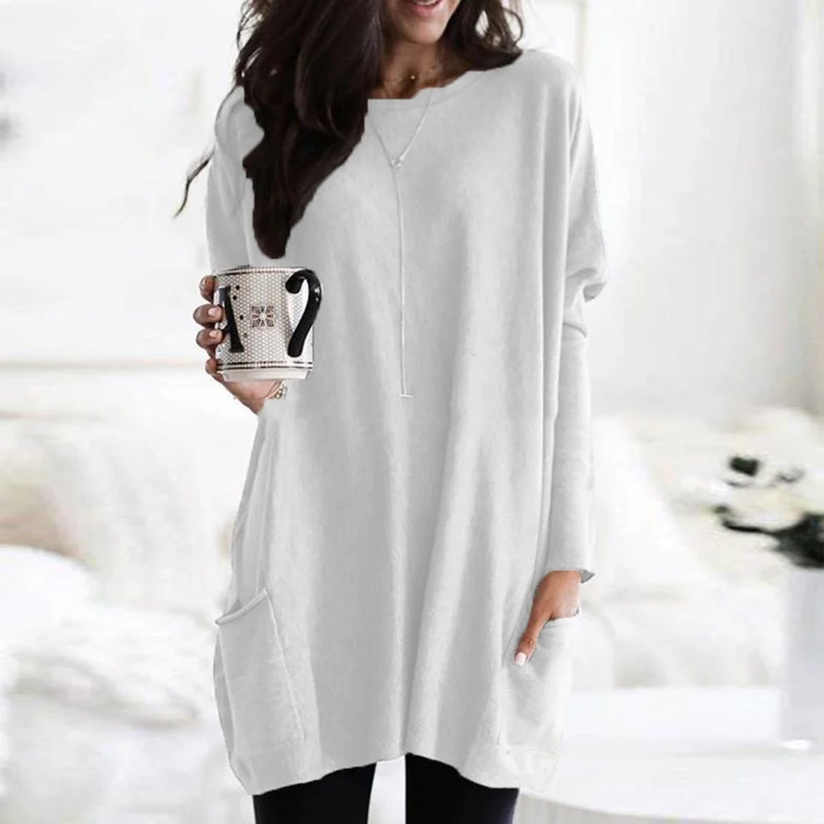Women's Oversized Long Sleeve Tunic with Pockets