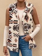 Hooded Aztec Sherpa Vest