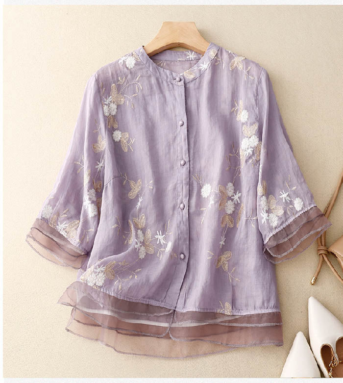 Chic Blouse with Embroidered Accents