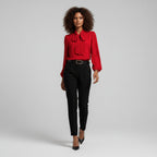 Women's Tie Neck Puff Sleeve Blouse