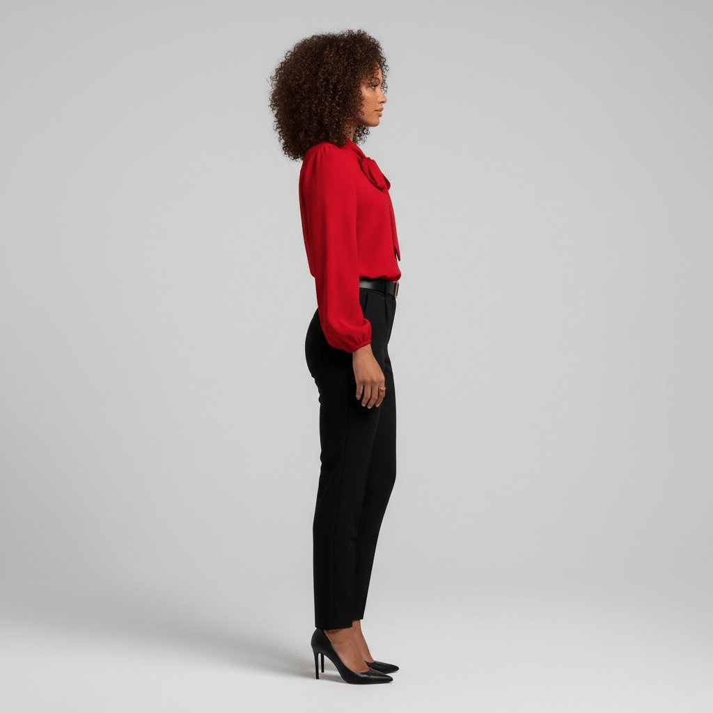 Women's Tie Neck Puff Sleeve Blouse
