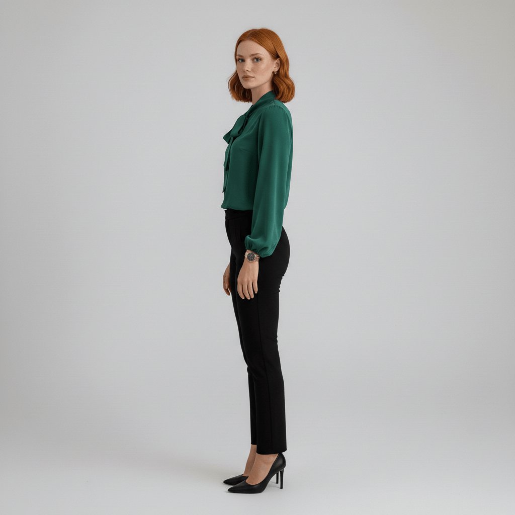 Women's Tie Neck Puff Sleeve Blouse