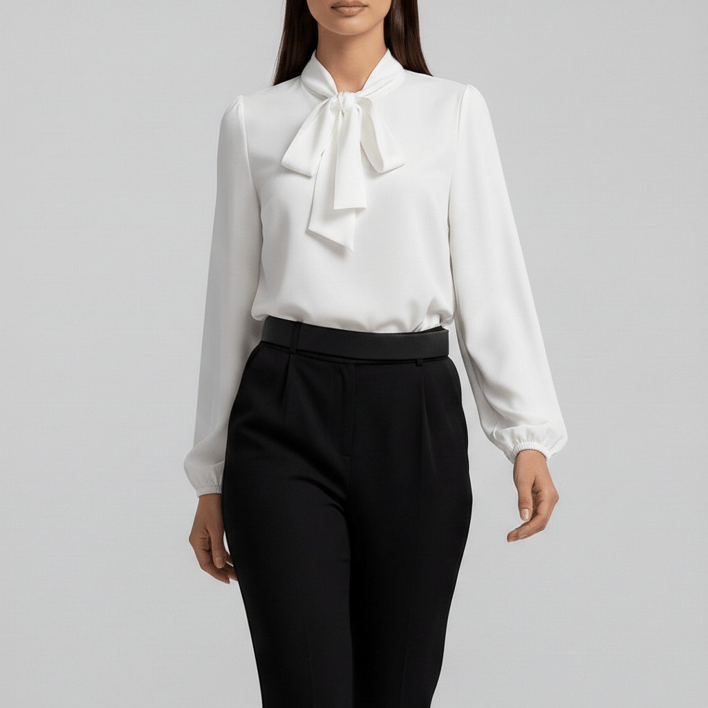 Women's Tie Neck Puff Sleeve Blouse