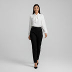 Women's Tie Neck Puff Sleeve Blouse