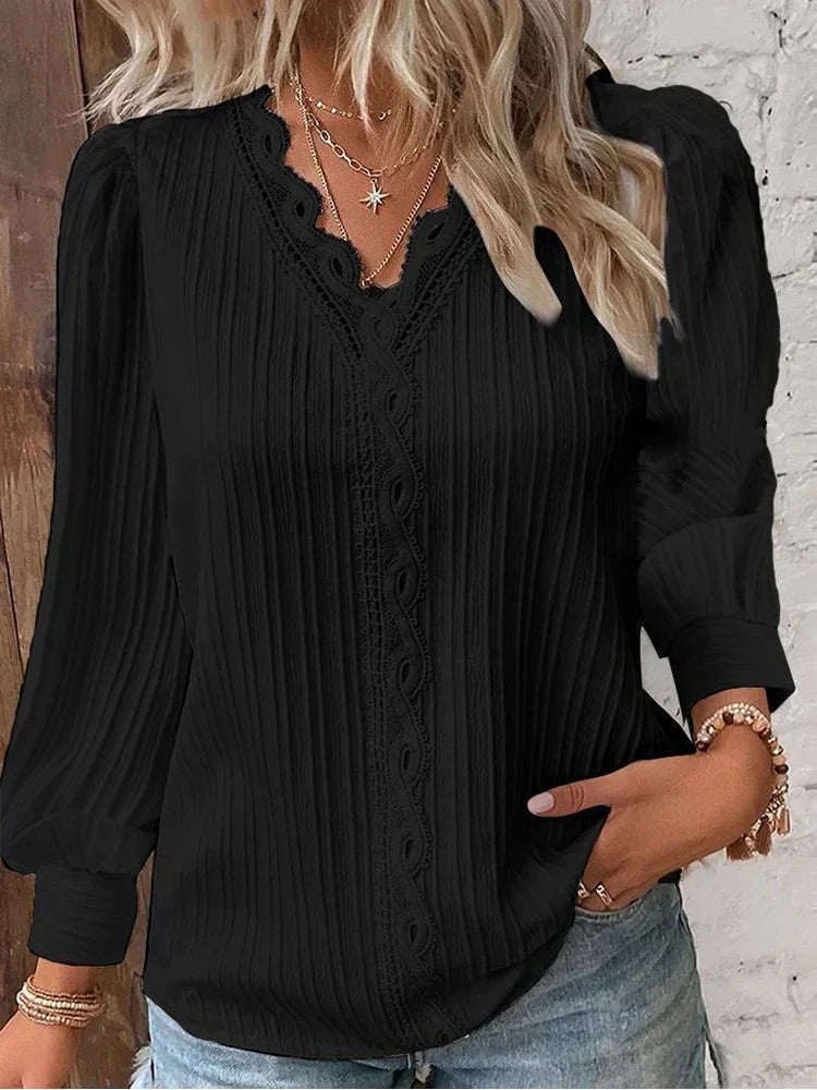 Women's V-Neck Long Sleeve Knit Sweater - White