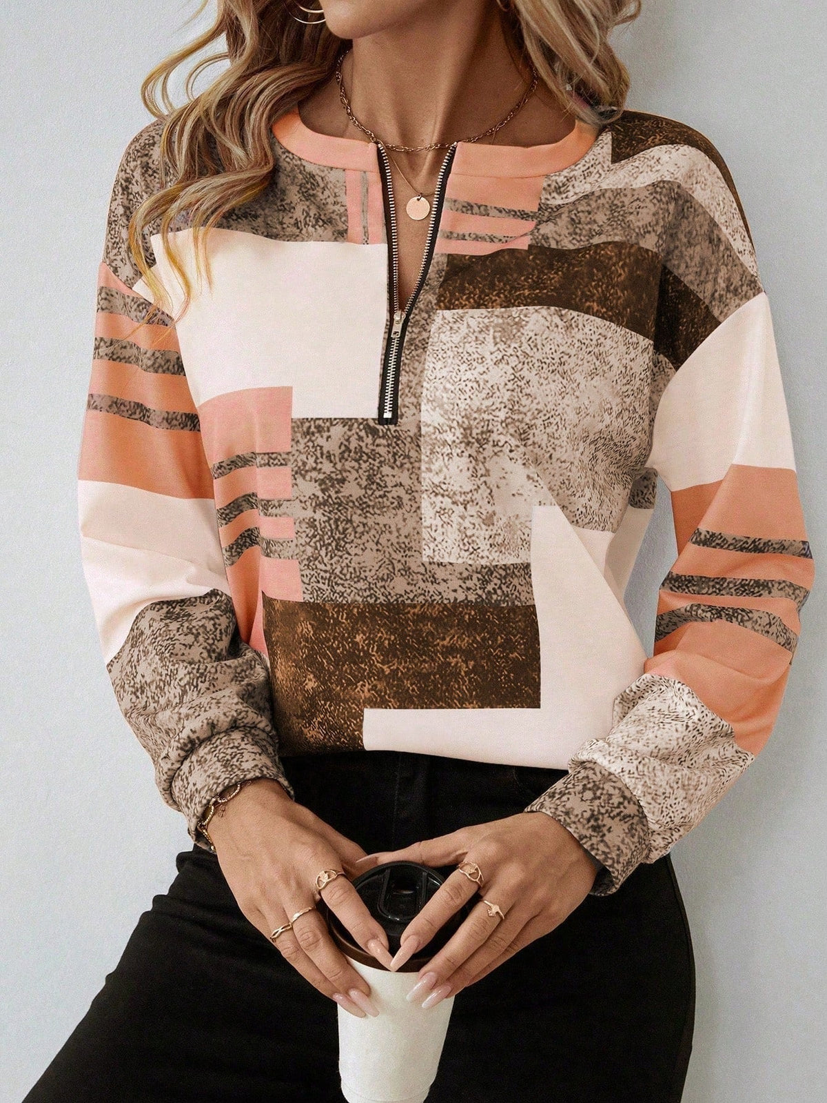 Women's Abstract Print Long Sleeve Top