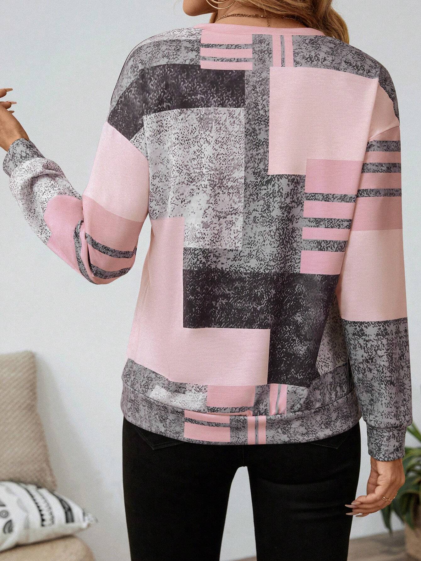 Women's Abstract Print Long Sleeve Top