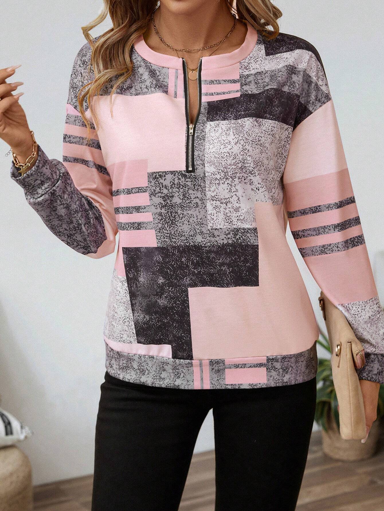 Women's Abstract Print Long Sleeve Top