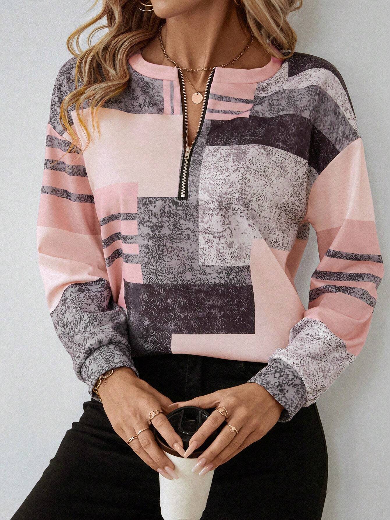 Women's Abstract Print Long Sleeve Top