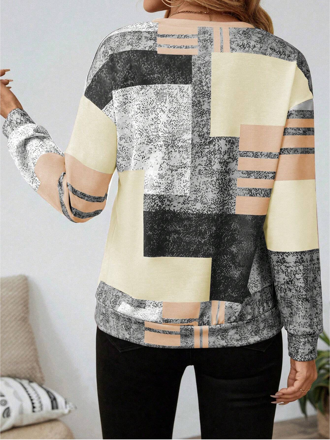 Women's Abstract Print Long Sleeve Top