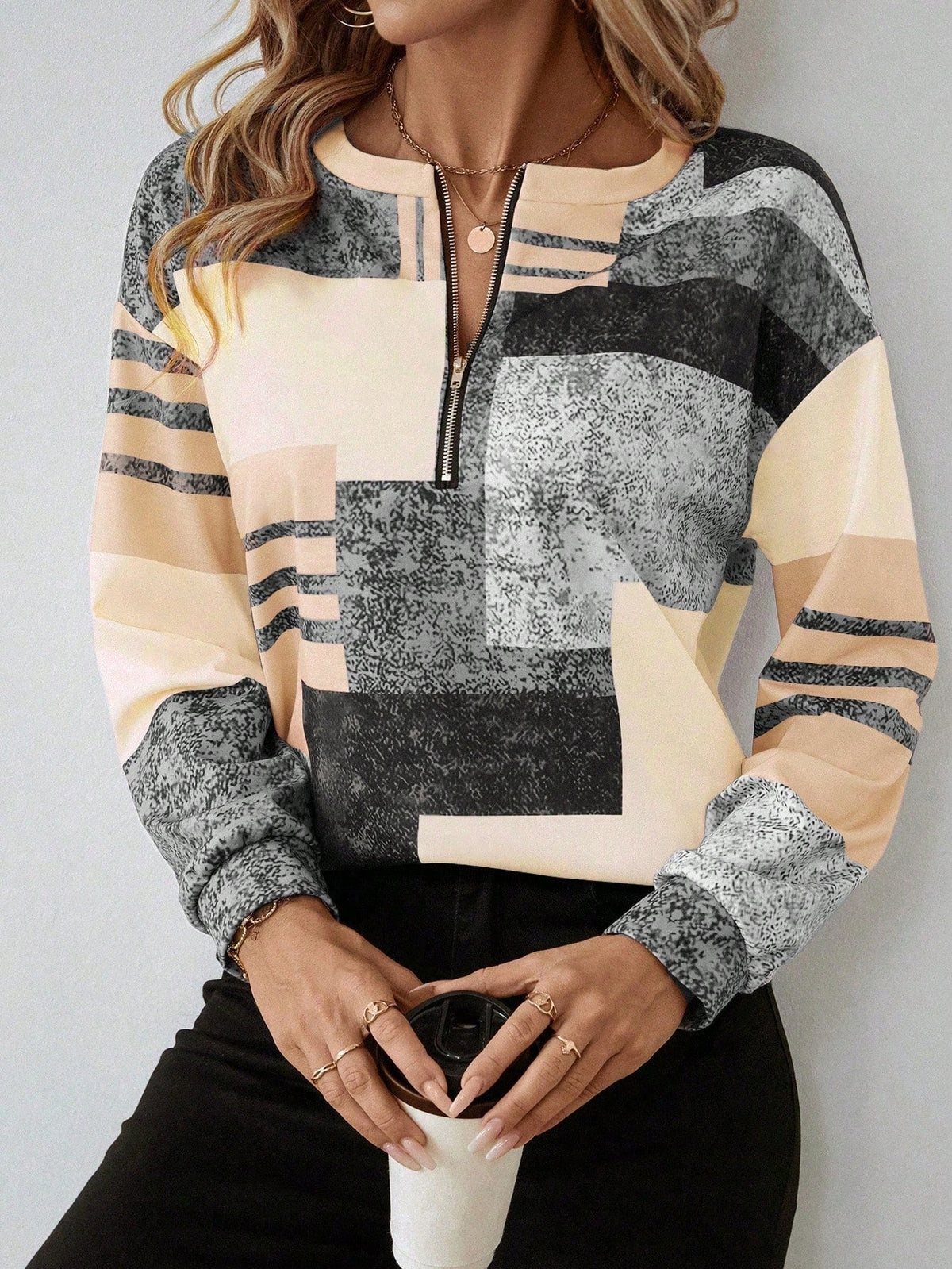 Women's Abstract Print Long Sleeve Top